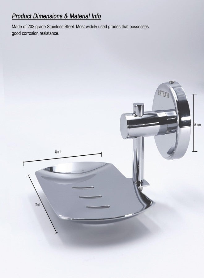Pathavi Stainless Steel Bathroom Soap Holder | Soap Stand for Bathroom | Soap Dish for Bathroom Accessories (Chrome, Pack of 2) - Image 5